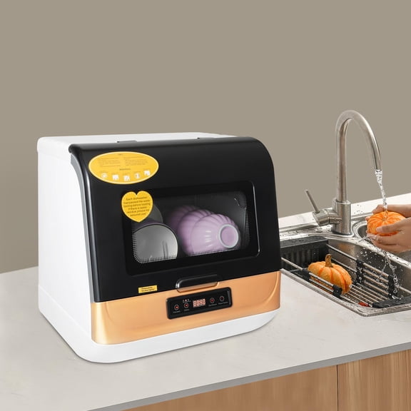 3-in-1 Countertop Dishwasher, Mini Portable Dishwasher with 360 Rotating Spray, Tabletop Small Dish Washer with 7.8L Built-in Water Tank for Home, Apartments, RVs