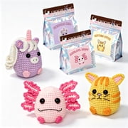 3-in-1 Crochet Kit for Beginners &ndash; Amigurumi Animals Starter Set with Video Tutorials, DIY Craft Kits for Adults & Knitting Alternative (Make 3: Axolotl, Unicorn, Kitten)