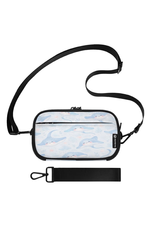 3-in-1 Crossbody Phone Wallet Wristlet Cute Stingray Pattern Durable Shoulder Bag with Multi Card Slots Passport Holder Lightweight Travel Purse for Daily Use