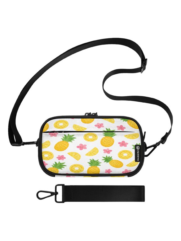 3-in-1 Crossbody Phone Wallet Wristlet Tropical Pineapple Floral Pattern Durable Shoulder Bag with Multi Card Slots Passport Holder Lightweight Travel Purse for Daily Use