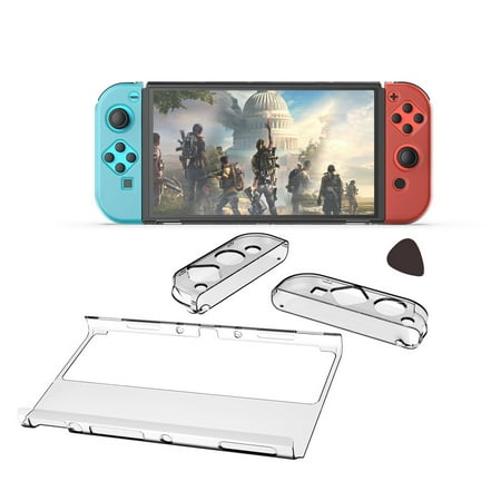 3 in 1 Crystal Clear Cover Case, Screen Protector Compatible with Nintendo Switch OLED Model 2021 and Joy-Con Controller