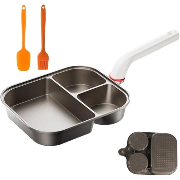 3-in-1 Cup Breakfast Pan, Nonstick Titanium Ceramic Skillet Omelette Pancake Pan with Anti-Scald Handle, Compatible with All Stovetops Including Induction