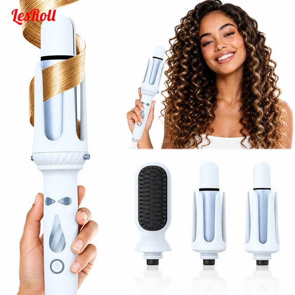3-in-1 Curling Iron & Straightener Brush Kit – 1” & 1.25” Barrels for Beach Waves, Loose Curls & Smooth Hair