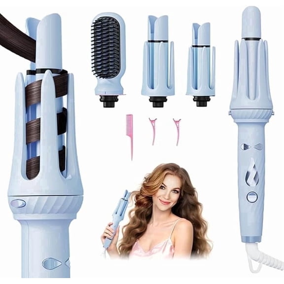 3-in-1 Curling Iron & Straightener Brush Kit – 1” & 1.25” Barrels for Beach Waves, Loose Curls & Smooth Hair