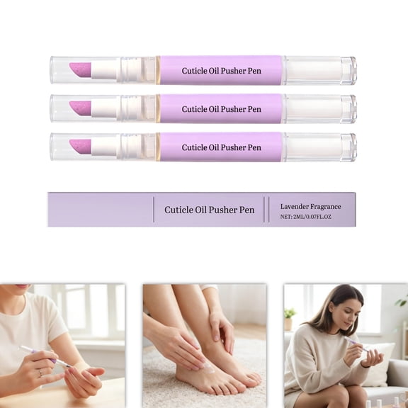 3-in-1 Cuticle Oil Protector Pen, Nail Cuticle Pusher and Nail Oil Pen with Ceramic Tip, Portable Nail Care Tool(3PCS)