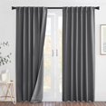 3in1 Dampen Noise Blackout Thermal Reducing Curtains with Back Tab