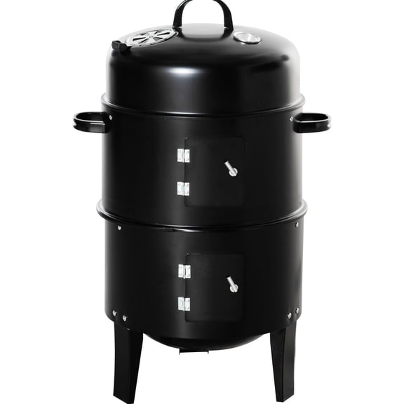3-in-1 Design Charcoal Grill with Thermometer / Halve Cooking Time for Outdoor Meals