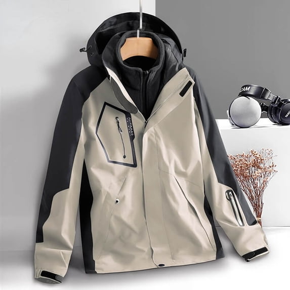 3-in-1 Detachable Inner Shell Windproof Waterproof Jacket Set For Men