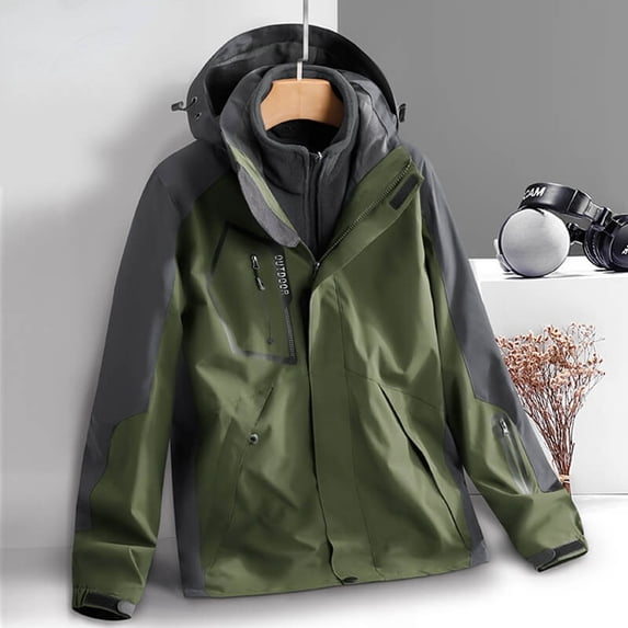 3-in-1 Detachable Inner Shell Windproof Waterproof Jacket Set For Men