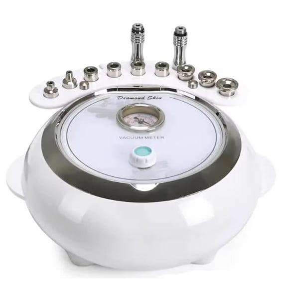 3-in-1 Diamond Clean Facial Machine Vacuum Suction & Spray Device, Gentle Physical Exfoliation for Smooth Skin, Home Spa Tool, White