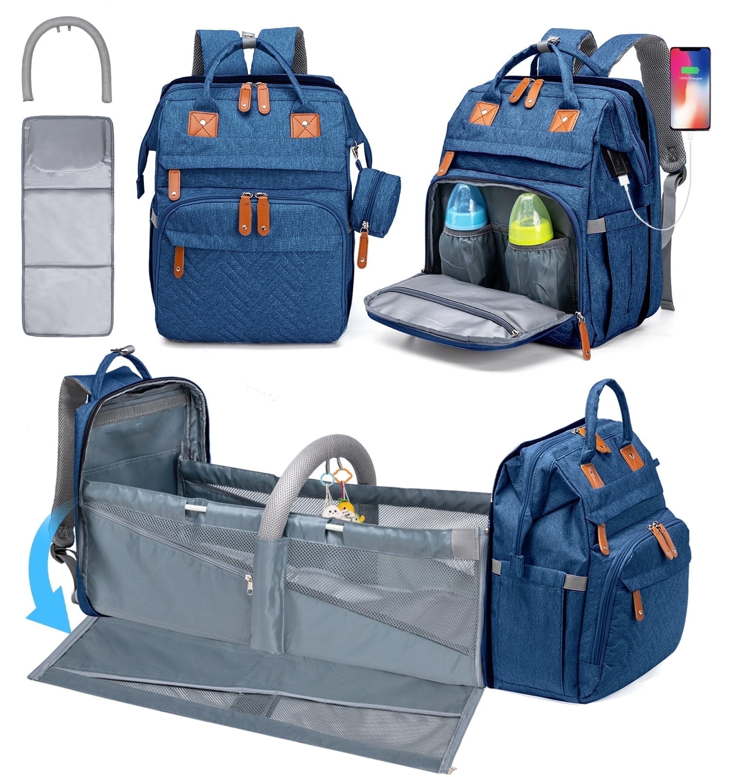 Baby Diaper Bag with Changing Station, Waterproof Diaper Bag Backpack for Moms Dads, Baby Shower Gifts