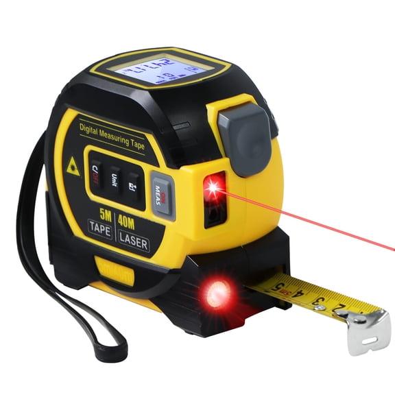 3 in 1 Digital Laser Tape Measure with Laser Level Crosshairs - 130ft/40m Laser Distance & 16ft/5m AutoLock Tape with Backlit LCD Display