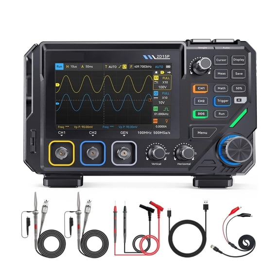 3-in-1 Digital Oscilloscope, 100MHz 2-Channel Touch Screen Multimeter & Gen