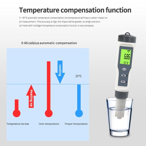 3 in 1 Digital PH Meter with ATC Water Quality Tester for Pool Spa Pond Aquarium High Precision Water Detector Tool
