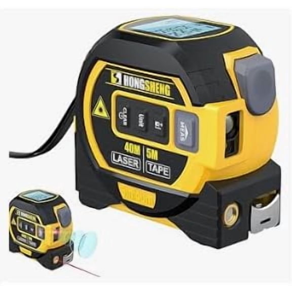 3-in-1 Digital Tape Measure & Laser Rangefinder with Cross Line, LED Display, Auto Lock, Measures Area, Volume & Pythagorean Theorem