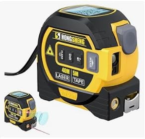 3-in-1 Digital Tape Measure & Laser Rangefinder with Cross Line, LED Display, Auto Lock, Measures Area, Volume & Pythagorean Theorem