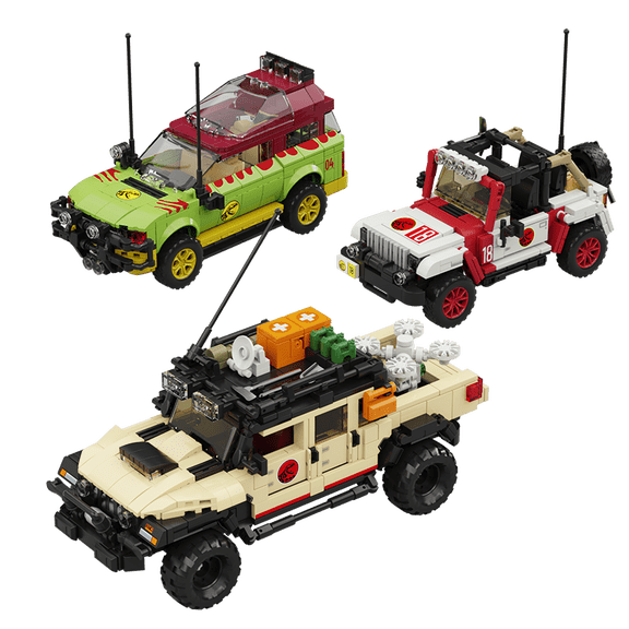 3 in 1 Dinosaurs Adventure Off Road Vehicle Building Blocks Cars Toys Jurassic Series Bricks Sets Gifts for Boys Kids1632pcs