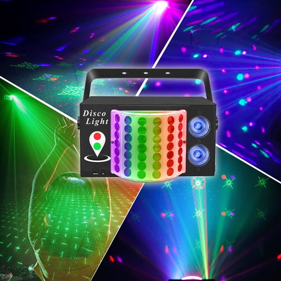 3-in-1 Disco Party Light: DJ Laser Pattern & Color Wash Projector, USB Stage Light with Sound Activation, for Indoor/Outdoor Party, Karaoke