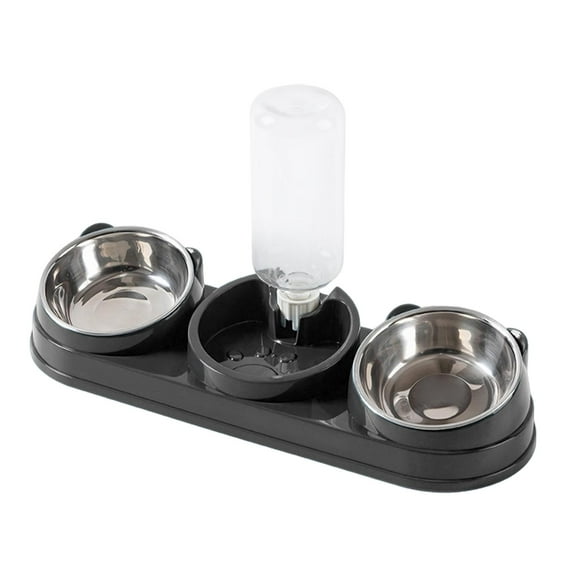 3 in 1 Dog Cat Bowls Set with Stainless Steel and PP Material Raised Design for Easy Feeding and Drinking