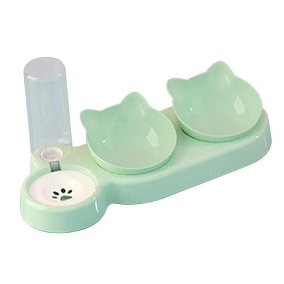 3 in 1 Dog Cat Bowls Water and Food Bowl Set Feeding Bowls Raised Easy Cleaning Durable Wet and Dry Food Bowl for Kitten Pets Accessories Green