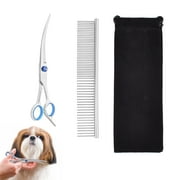 Professional Pet Grooming Scissors Kit, Safety Round Tip Stainless Steel Scissors & Comb for Dogs Cats