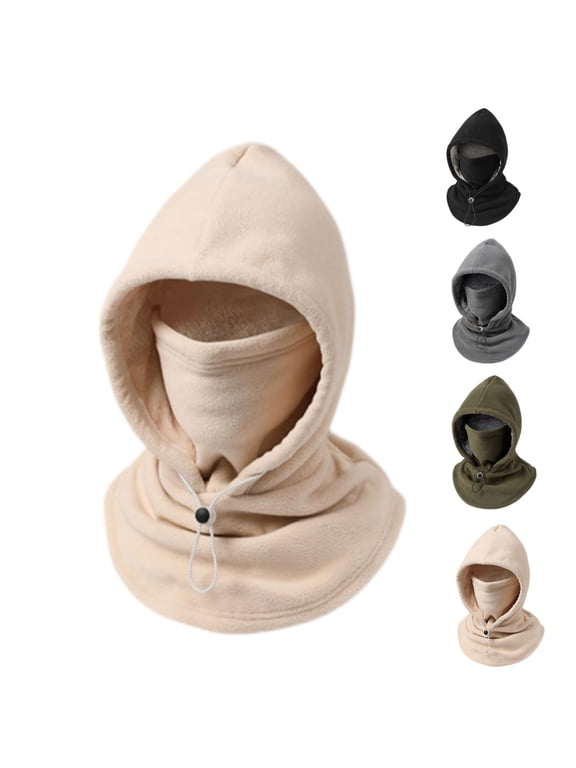 3-in-1 Double Layer Fleece Winter Hat with One-Piece Warm Mask