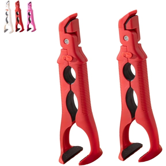 3-in-1 Dual Head Hot Plate Grippers, Anti Scald Plate Gripper for Bowls, Plates & Steamers, Heat Resistant Silicone Kitchen Tool with Lock & Bottle Opener