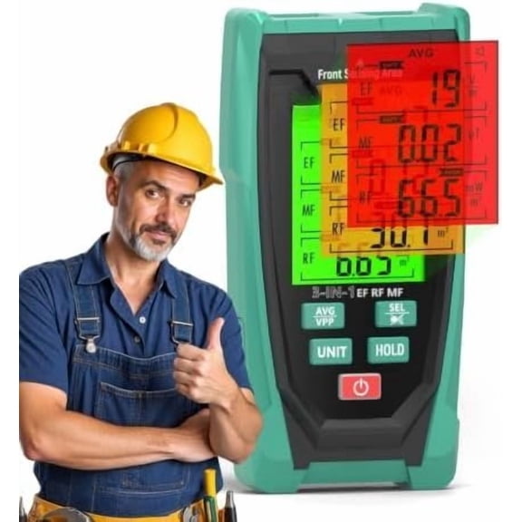 3-in-1 EMF Detector, Rechargeable EF MF RF Meter