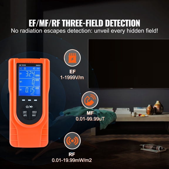 3-in-1 EMF Meter,5Hz - 3.5GHz,Handheld Rechargeable Electromagnetic Field Radiation Detector,Digital LCD EMF Tester for EF MF RF Home Inspections Outdoor Ghost Hunting Paranormal Equipment