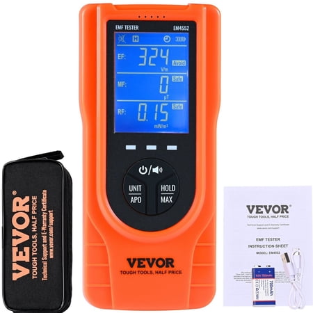3-in-1 EMF Meter 5Hz - 3.5GHz Handheld Rechargeable Electromagnetic Field Radiation Detector Digital LCD EMF Tester for EF MF RF Inspections Outdoor Ghost Hunting Paranormal Equipment