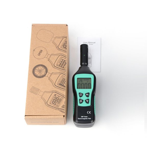 3-in-1 EMF Meter Electric and Magnetic Field Tester with Temperature, LCD Display, Alarm Function