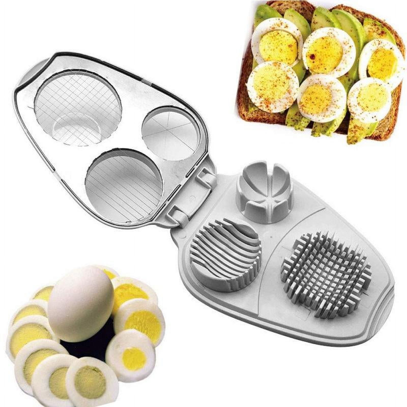 3-in-1 Egg Slicer, Multi-Function Fancy Egg Cutter, Stainless Steel Slicing Egg Slicer Preserved Egg Cutting Device, Egg Crusher - image 1 of 6