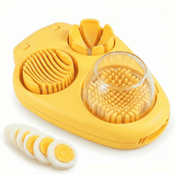 3-in-1 Egg Slicer with Catch Tray — Stainless Steel Wire Cutter for Hard-Boiled Eggs, Strawberries & Soft Produce