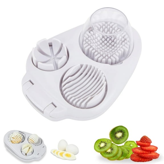 3-in-1 Egg Slicer with Stainless Steel Wires Slices, Wedges & Halves Eggs, Mushrooms, Soft Fruits Compact & Easy to Clean