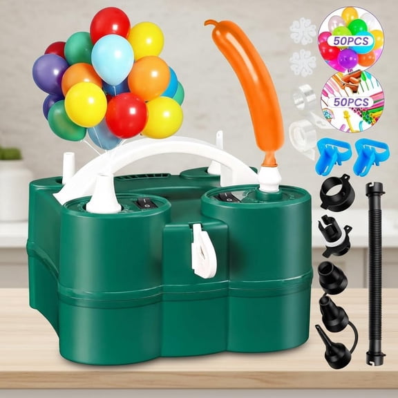 3-in-1 Electric Air Pump for Inflatables and Balloons, Dual Nozzle Inflator Deflator for Pool Floats, Quick-Fill
