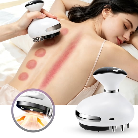 3-in-1 Electric Cupping Massager and Meridian Brush,Handheld Body Massager for Relaxation, Smooth Edge Glide Massage & Comfort Suction with Heat, 9 Suction Levels