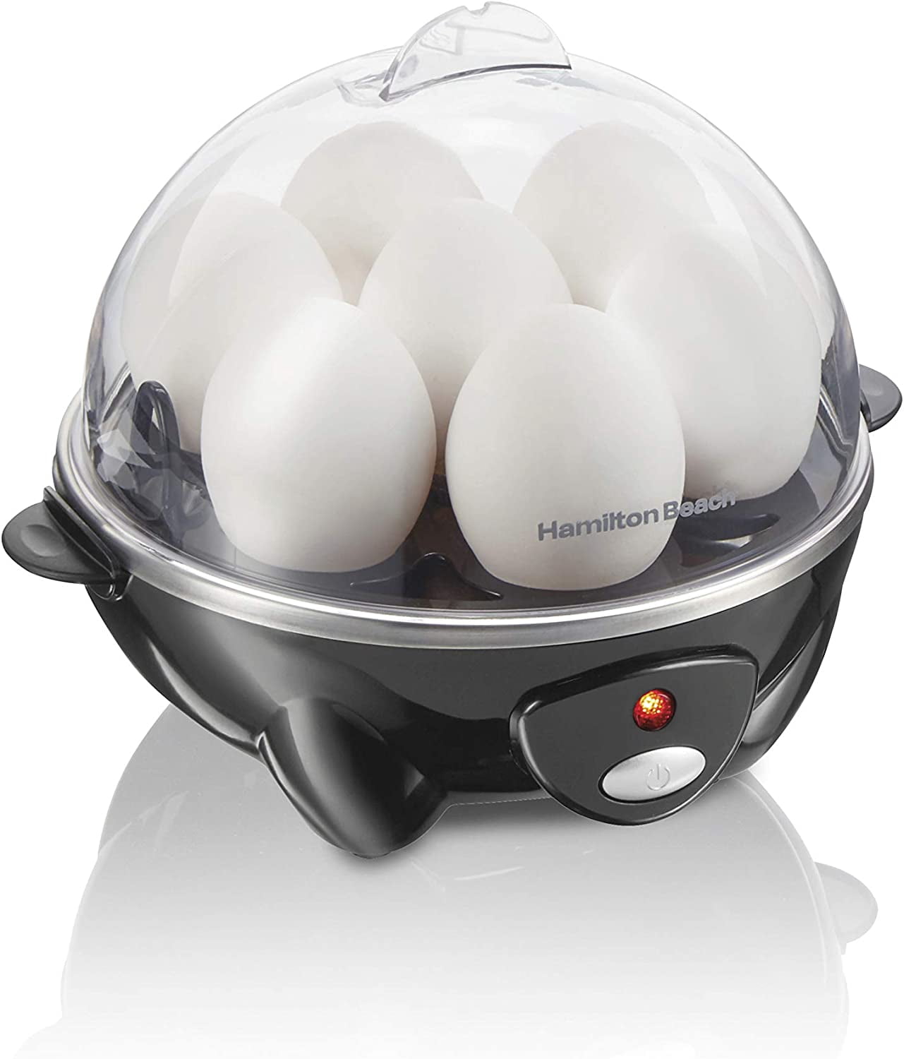 3-in-1 Electric Egg Cooker for Hard Boiled Eggs, Poacher Eggs, Omelet Maker & Vegetable Steamer, Holds 7, Black (25507)