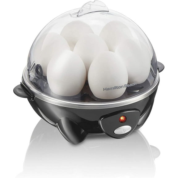 3-in-1 Electric Egg Cooker for Hard Boiled Eggs, Poacher Omelet Maker & Vegetable Steamer, Holds 7, Black (25507)