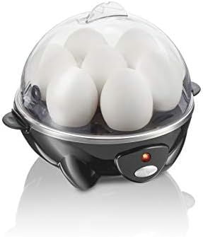 3-in-1 Electric Egg Cooker for Hard Boiled Eggs, Poacher Eggs, Omelet Maker & Vegetable Steamer, Holds 7, Black (25507)