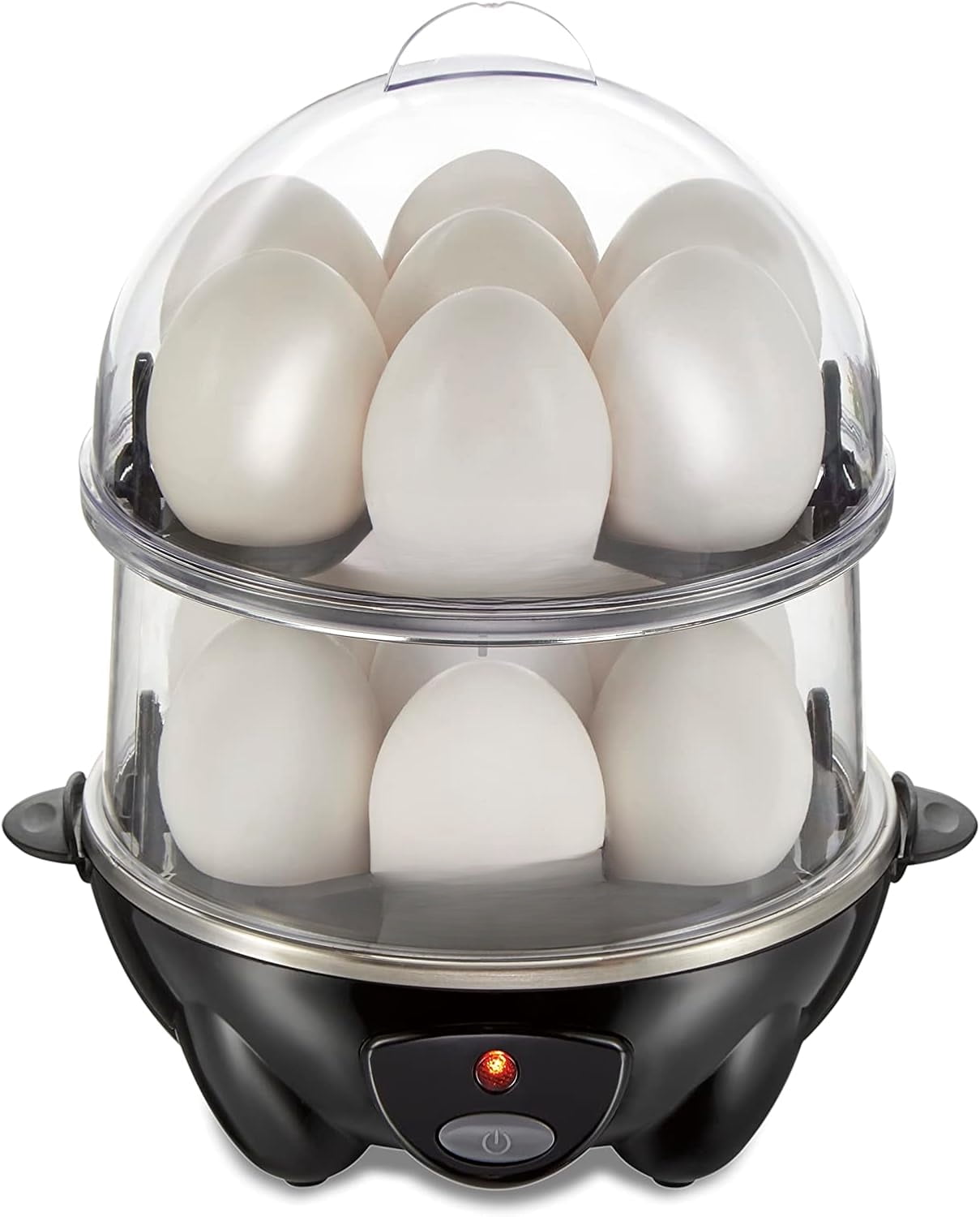 3-in-1 Electric Egg Cooker for Hard Boiled Eggs, Poacher, Omelet Maker & Vegetable Steamer, Holds 14, Black (25508)