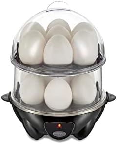3-in-1 Electric Egg Cooker for Hard Boiled Eggs, Poacher, Omelet Maker & Vegetable Steamer, Holds 14, Black (25508)