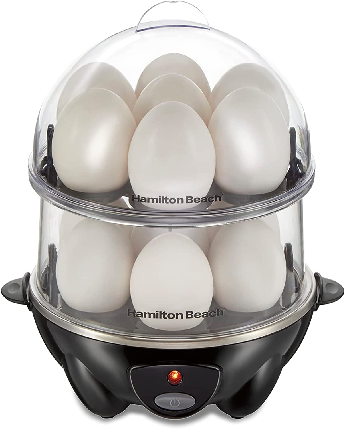 3-in-1 Electric Egg Cooker for Hard Boiled Eggs, Poacher, Omelet Maker & Vegetable Steamer, Holds 14, Black (25508)