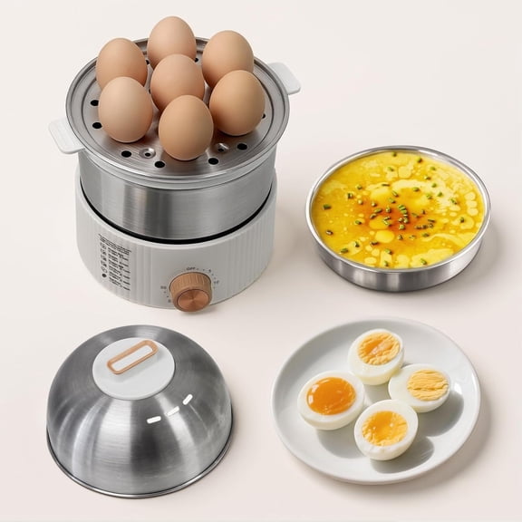 3-in-1 Electric Egg Cooker for Hard Boiled Eggs Poacher, Omelet Maker & Vegetable Steamer