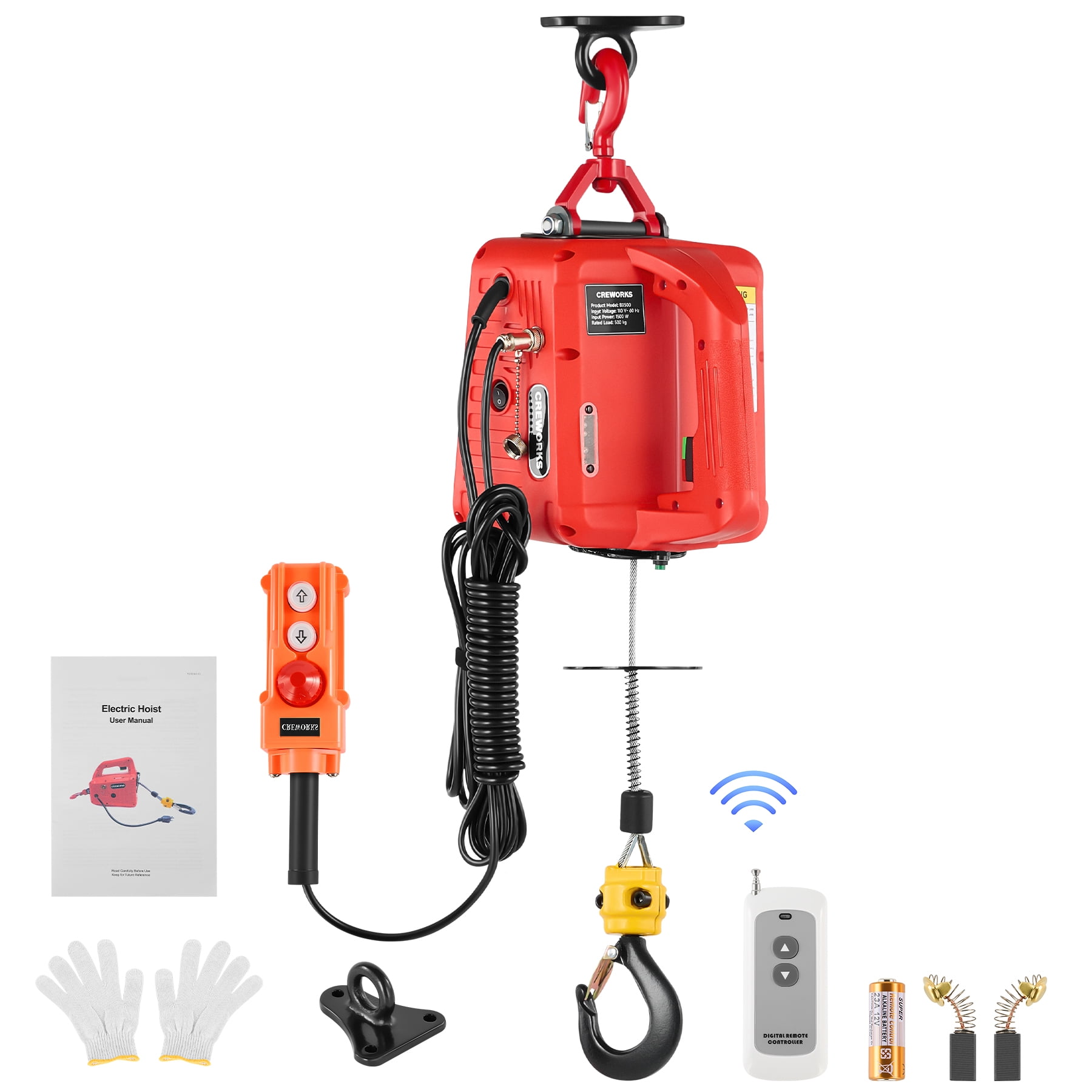 VEVOR 3-in-1 Electric Hoist Winch, 1100 Lbs. Capacity, 1500W Portable Power Winch, 30 Ft. Lifting Height, 16 Ft./min With Wire MAGKBXSDDHLST5C81V1 - The Home Depot - Foto 2