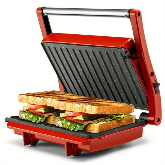 3-in-1 Electric Indoor Grill - Panini Press with Non-Stick Cooking Plates, Opens 180-Degree Gourmet Sandwich Maker, Floating Hinge Fits All Foods, Panini Press Grill with Grease Tray
