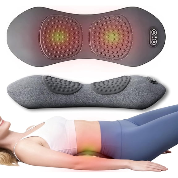 3-in-1 Electric Lumbar Support Pillow with Heat & Vibration, 2026 Upgraded Back Massager for Lower Back Pain Relief, Rechargeable Traction for Sciatica and Spine Support
