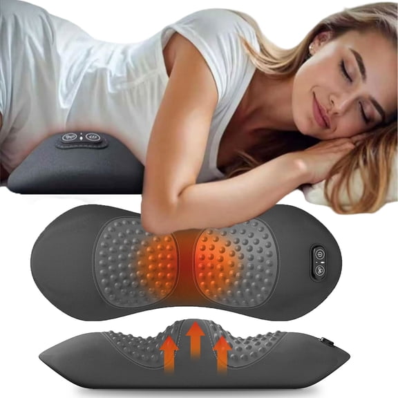 3-in-1 Electric Lumbar Support Pillow, Heated Vibration Traction Massager for Lower Back Pain Relief & Spine Support