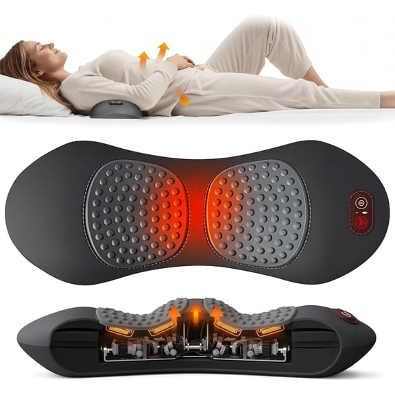3 in 1 Electric Lumbar Support Pillow with Heat & Soothing Massage, Ergonomic Memory Foam Back Cushion for Chair, Bed, Car and Travel