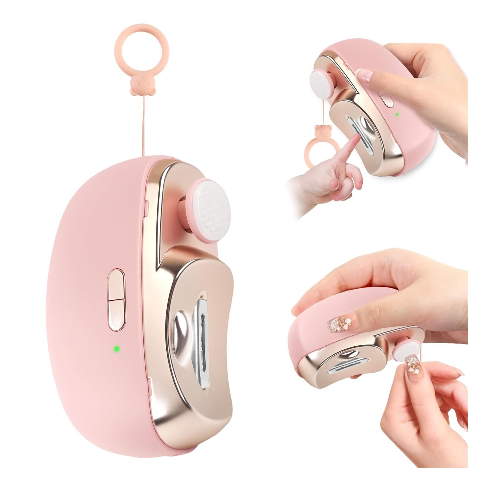 3-in-1 Electric Nail Clipper, Upgrade Electric Nail Clippers for Seniors, Automatic Electric fingernail Clippers with Collector, Excellent Electric Nail Trimmer Gift for Your Loves (Cute-Pink)