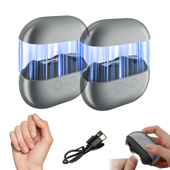 3-in-1 Electric Nail Clipper for Seniors - Trimming, Polishing & Built-in LED Light, Comfortable & Easy-to-Use Design for Fingernails(Grey,2pcs)